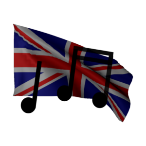 British flag with musical symbols