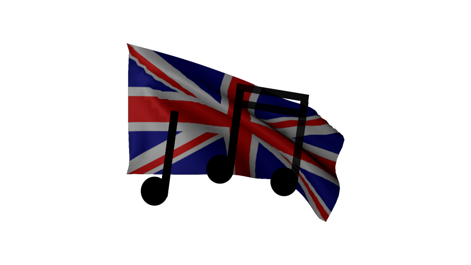 British flag with musical symbols